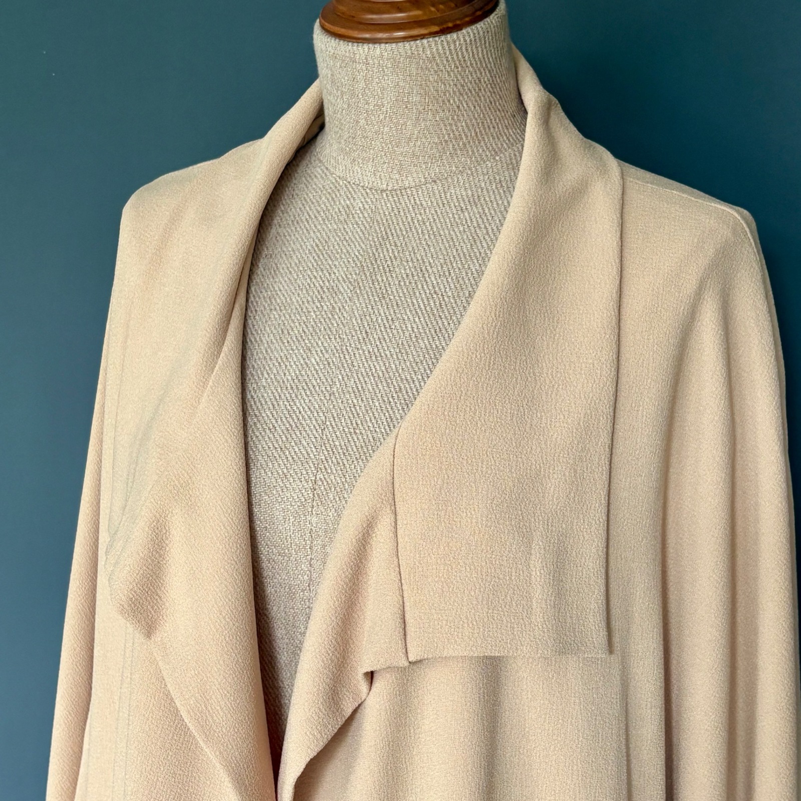 Ripley Rader Oatmeal Crepe Overcoat | Size L (4) | Rare Duster Coat Msrp: $528